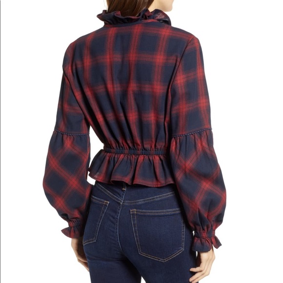 NWT The Fifth Label Nash Plaid Top Navy/Red XXS - Picture 7 of 10
